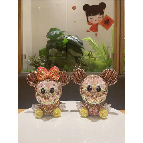 14cm high DIY Mickey Minnie piggy bank (with glue tools)