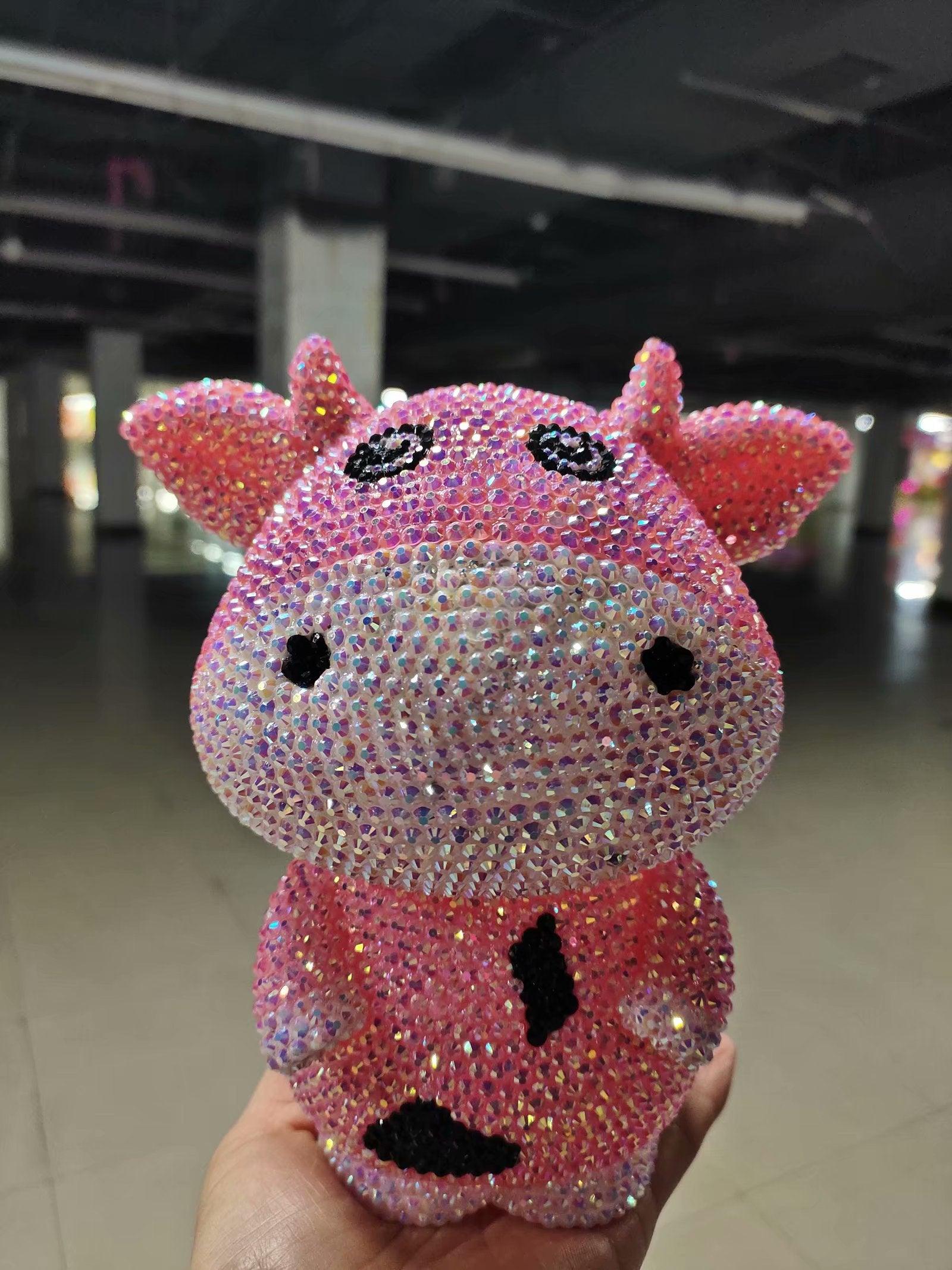 18cm high DIY Pink cow (with glue tools)