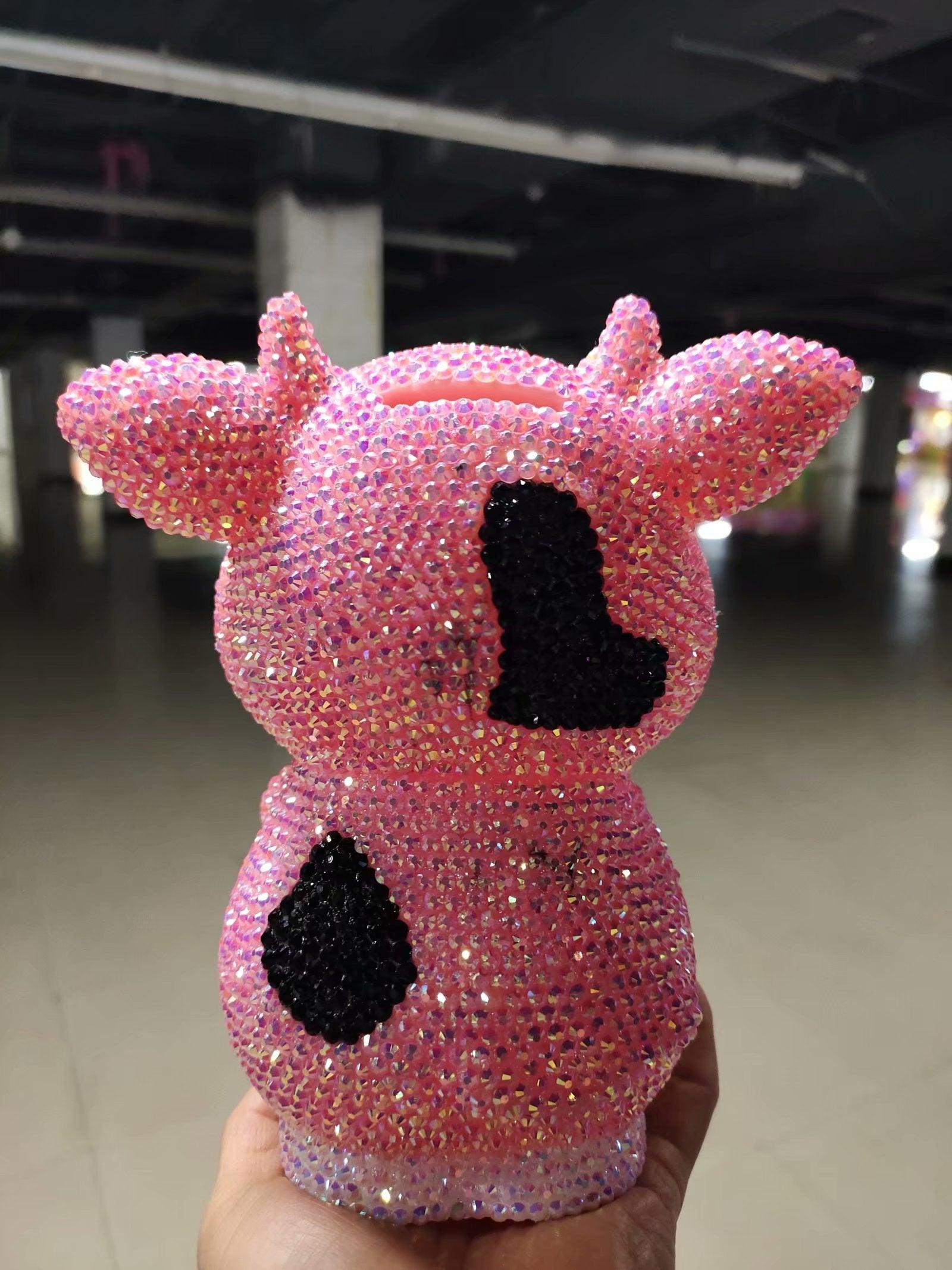 18cm high DIY Pink cow (with glue tools)