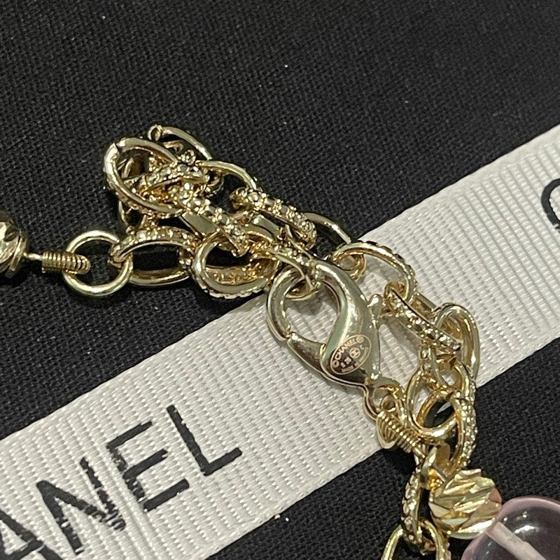 18K  Chanel 26C Pink Crystal Flower Necklace